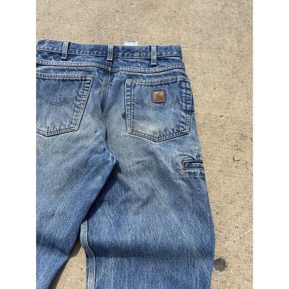 Vintage Y2K Carhartt Carpenter Raw Denim Blue Jean - Picture 4 of 10